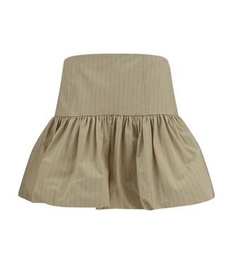 Ganni Beige Stripes Mini Skirt