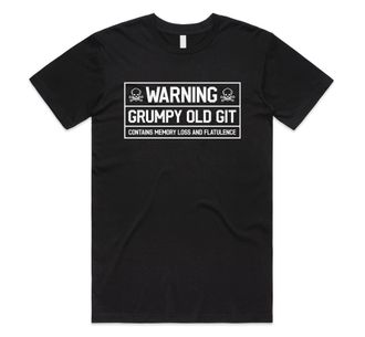 Sanfran Clothing Warning Grumpy Old Git Top Funny Fathers Day Dad Uncle Grandad Gramps Grandpa T-Shirt Large/Black