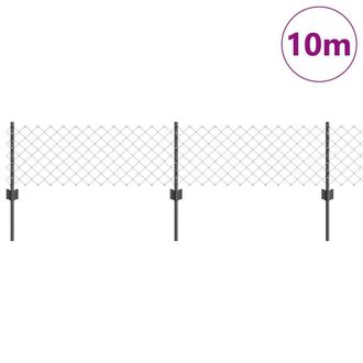 Berkfield Home Sturdy Chain Link Fence with 10 U Posts Grey 0.4x10 m Steel