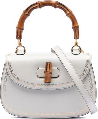 Gucci Pre-owned Gucci Calfskin Frame Print Bamboo Top Handle Bag 495880 486623