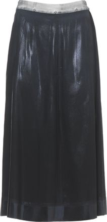 Maison Margiela Black Satin Midi Skirt with Iconic Four Stitches Detail