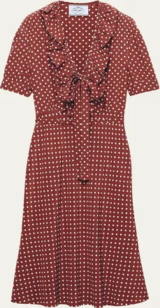 Prada Polka Dot Silk Midi Dress