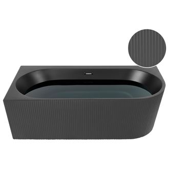 Beliani Ba&ntilde;era Esquinera De Acr&iacute;lico Negro Derecha 161 Cm X 80 Cm Acabado Estriado Rectangular Gocta