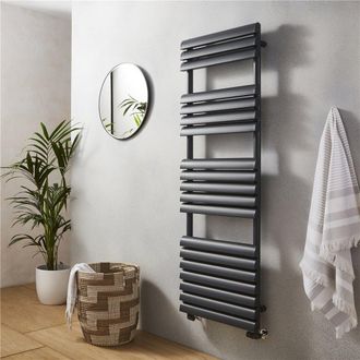 Clifton Vertical Bathroom Towel Radiator 850mm (H) x 500mm (W) in Black