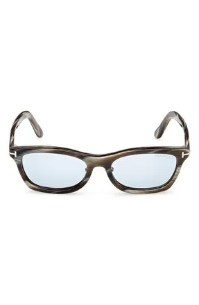 Tom Ford 53mm Rectangular Sunglasses in Brown Horn/smoke at Nordstrom