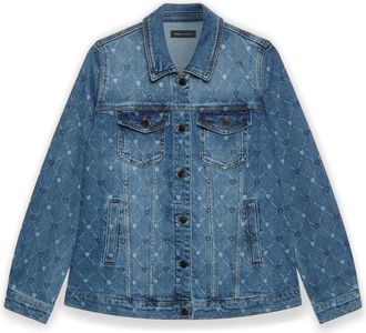 Fiorella Rubino Denim Jas met Print en Harten - Dames - Spijkerjassen - Blauw - XL - Denim - Jassen