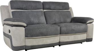 Vente-Unique Sof&aacute; 3 plazas relax de microfibra TALCA - Antracita y gris claro