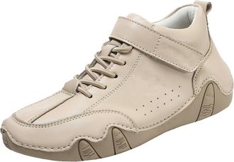 Generic Boots Women Size 7 Heel Womens Boots Breathable Round Head Chunky Heel Womens Shoes Womens Winter Thermal Villi Leather Platform Boots (Khaki, 3.5)