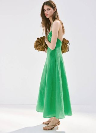 Mango Vestito halter dettagli increspati verde - Donna - S - MANGO