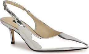 Nine West Annae Slingback Pointed Toe Pump in Silver at Nordstrom Rack, Size 7.5