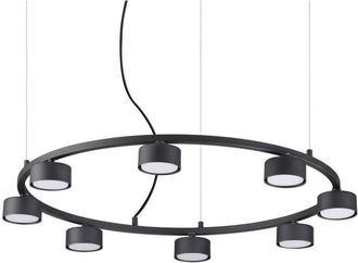 Ideal Lux Minor - L&aacute;mpara Colgante De Techo Circular De 8 Luces Para Interior 8 Luces Negro - Ideal Lux