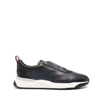 Santoni Navy Blue Slip On Sneakers