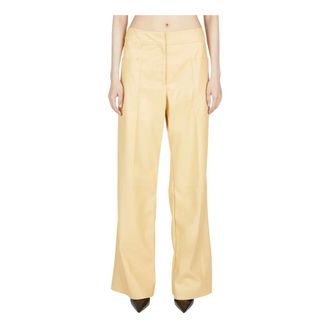 Stella McCartney Broeken, Dames, Geel, S, Leer, Altermat Wide Leg Pants