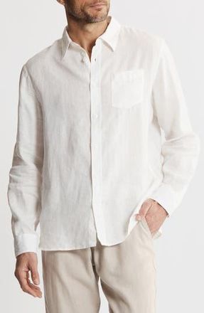 J.A.C.H.S. Solid Linen Long Sleeve Shirt in White at Nordstrom Rack, Size Xx-Large