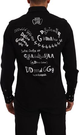 Dolce & Gabbana Mens Black Slim Cotton Denim Stretch Shirt