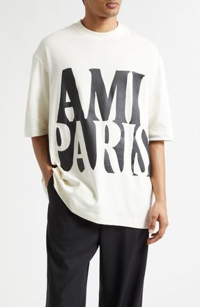 Ami Oversize Logo Graphic T-Shirt in Blanc Creme at Nordstrom, Size X-Large