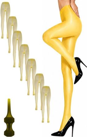 Lechery 7-Pack Glossy Sheer Run Resistant Party Evening Tights for Women in Yellow at Nordstrom, Size Large/x-Large