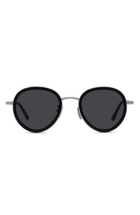 Givenchy Day 49mm Small Round Sunglasses in Shiny Palladium /Smoke at Nordstrom