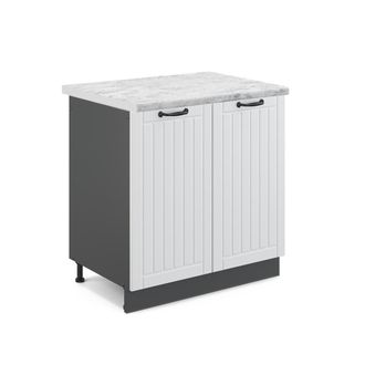 Vicco Armario Bajo Para Fregadero Fame-line, Blanco Casa De Campo, 80 Cm, Et M&aacute;rmol, Vicco