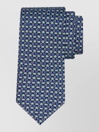 Ferragamo silk tie frog and lily pad motif