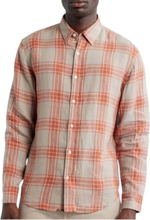 Billy Reid Bold Plain Linen Wilson Shirt In Brick