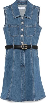 Self Portrait Abito corto denim smanicato - Blu
