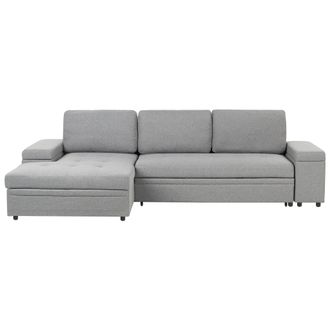 Beliani Beliani - Sof&aacute; Cama Esquinero De Tela Con Respaldo De Poli&eacute;ster Gris Derecho Hrisey