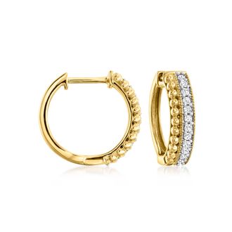 Ross-Simons Diamond Beaded Double-Row Hoop Earrings in 18kt Gold Over Sterling