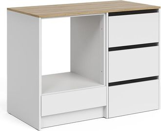 Vicco Mueble Para Horno Viktor, Blanco/roble Artesanal, 116.8 Cm Con 4 Pr&aacute;cticos Cajones, Vicco