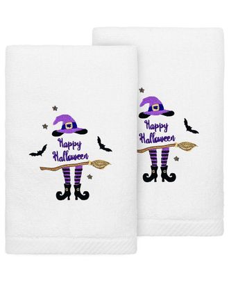 Linum Home Textiles Set Of 2 Hat-Broom-Legs Embroidered Luxury Turkish Cotton Hand Towels