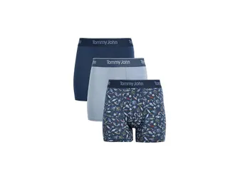 Tommy John Second Skin Modal 4 Boxer Brief 3-pack Mens Underwear Dress Blues/Rain Washed/Fishing Lures Dress Blues : 2XL (44-46 Waist)