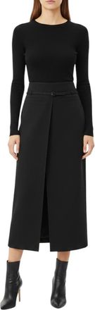 Courr&egrave;ges Black Solid Ankle Length Skirt