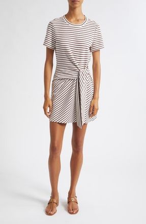 Veronica Beard Elvaris Stripe Short Sleeve Minidress in Dove Raisin at Nordstrom, Size X-Small