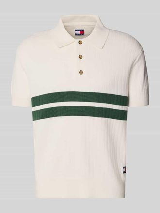 Tommy Jeans Regular Fit Poloshirt aus reiner Baumwolle in Offwhite, Gr&ouml;&szlig;e XXL
