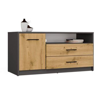 Topeshop SIMPLO - Mobile TV 109 cm con 2 cassetti e 1 anta - Antracite rovere artigianale