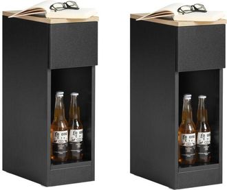 SoBuy Set de 2 Mesas Auxiliares Mesita de Noche con 1 Cajón Mesa para Salón Comedor 20 x 35 x 60 cm Negro FBT111-SCHx2 Sobuy es