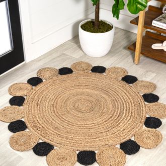 Jonathan Y Designs Ayana Two-Tone Jute Hippy Circle Natural/Black Round Area Rug