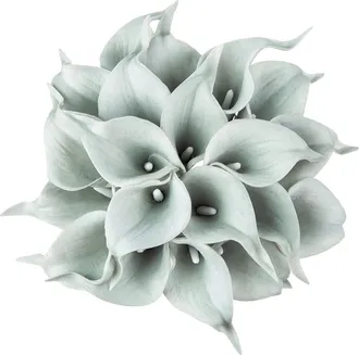 OEM Diez Calas Artificiales, De Tacto Realista, Hechas De L&aacute;tex, Ideales Para Ramos De Novia, Fiestas Y Decoraci&oacute;n Del Hogar (base Blanca Con Centros Amar
