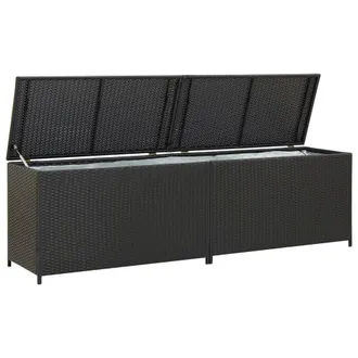 vidaXL Baule Da Giardino In Polyrattan 200x50x60 Cm Nero - Vidaxl