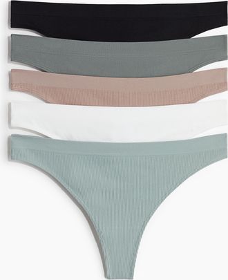 H&M 5er-Pack Tangas Seamless - Khakigr&uuml;n/Hellt&uuml;rkis