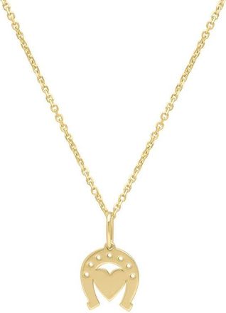 Tresorra 14K Yellow Gold Heart & Horseshoe Pendant Necklace