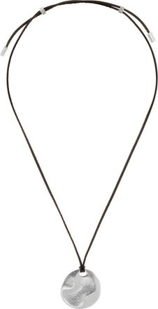 Reiss Orla Leather Cord Pendant Necklace in Silver Tone /Brown at Nordstrom