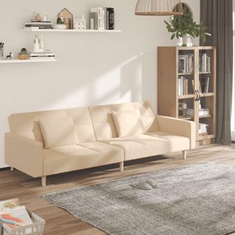 vidaXL Vidaxl - Sof&aacute; Cama De 2 Plazas Con Dos Almohadas Tela Color Crema