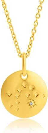 MAX + STONE Vermeil Aquarius Zodiac Pendant Necklace with White Sapphire Accents