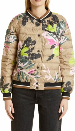 Herno Beta Padded Bomber Jacket In Black / Flower Pattern