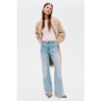 H&M Wide High Waist Jeans in Light Denim Blue at Nordstrom, Size 12