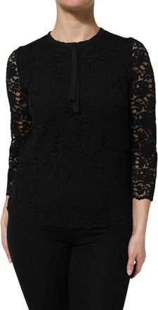 Dolce & Gabbana Womens Black Nylon Lace Long Sleeve Blouse Top Viscose