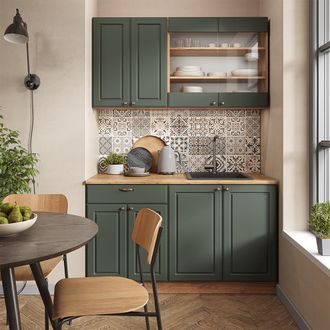 Vicco Cocina Para Solteros Fame-line, Green-gold Country/gold Power Roble, 140 Cm, Et Antracita