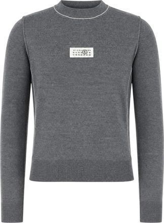 Maison Margiela Ronde hals gebreid - Dames - Ronde hals truien - Grijs - XS - Leer - Truien & Vesten
