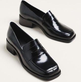 Maeve Square-Toe Loafer Heels